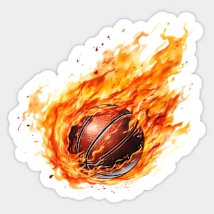 Flamming Basketball Watercolor Sticker